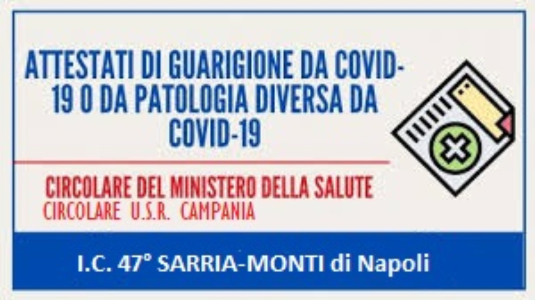 Attestati di guarigione da COVID-19 o da patologia diversa da COVID-19 per alunni/personale scolasti